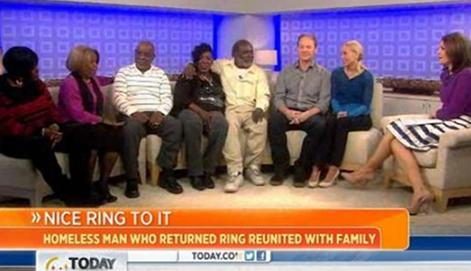Homeless man who returned diamond ring finally reunited with family