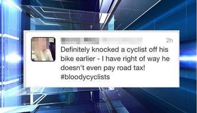 Driver boasts on Twitter about knocking down cyclist 